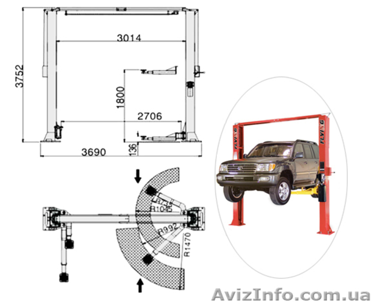S 45-2. Подъемник двухстоечный, электро гидравлический г/п 4,5 т. - <ro>Изображение</ro><ru>Изображение</ru> #2, <ru>Объявление</ru> #375131