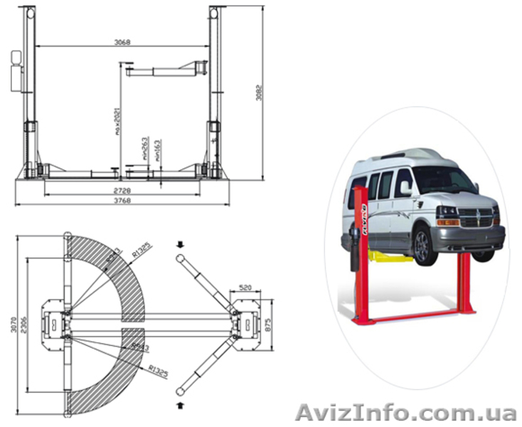 S 45-2. Подъемник двухстоечный, электро гидравлический г/п 4,5 т. - <ro>Изображение</ro><ru>Изображение</ru> #6, <ru>Объявление</ru> #375131